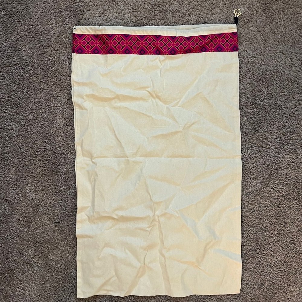 Tory Burch 17 X 27" Drawstring DUST BAG for Shoes/Handbags w Gold Logo Charm